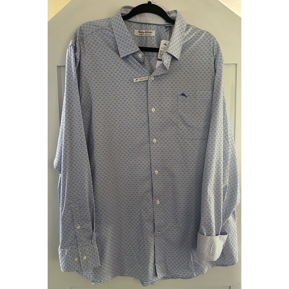 Tommy Bahama Shirt Sarasota Stretch Ventura Isles Embossed White MWT Size XXL - Picture 1 of 6